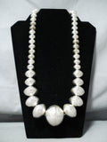 Astonishing Navajo Native American Sterling Silver Huge Pillow Beads Necklace-Nativo Arts