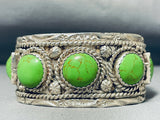 Signed Vintage Native American Navajo Gaspeite Sterling Silver Bracelet-Nativo Arts