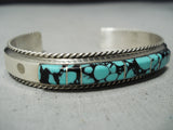 Fran Yazzie Vintage Native American Navajo Spiderweb Turquoise Sterling Silver Bracelet-Nativo Arts
