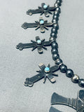 Important Federico Jimenez Vintage Sterling Silver Cross Turquoise Necklace-Nativo Arts