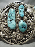 One Of Best Vintage Native American Navajo Turquoise Garden Of Leaves Sterling Silver Bracelet-Nativo Arts