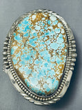 One Of The Craziest Ever Native American Navajo #8 Turquoise Sterling Silver Bracelet-Nativo Arts