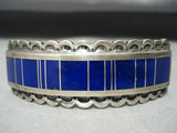 Thicker Signed Vintage Native American Navajo Lapis Sterling Silver Bracelet-Nativo Arts