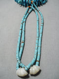 Stunning Vintage Native American Navajo Turquoise Nuggets Coral Necklace Old-Nativo Arts