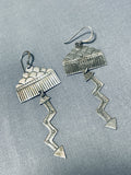 Very Rare Raincloud Mesa Native American Hopi Vintage Sterling Silver Earrings-Nativo Arts