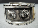 Stunning Vintage Native American Navajo Blue Thunder Turquoise Sterling Silver Bracelet-Nativo Arts