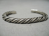Impressive Vintage Navajo Twist Sterling Silver Native American Bracelet Old-Nativo Arts