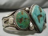 Stunning Vintage Native American Navajo 3-stone Royston Turquoise Sterling Silver Bracelet Old-Nativo Arts
