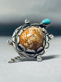 One Of The Best Vintage Native American Navajo Turtle Turquoise Sterling Silver Ring Old-Nativo Arts