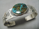Striking Vintage Native American Navajo Pilot Mountain Turquoise Sterling Silver Bracelet-Nativo Arts
