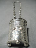 Incredible Native American Navajo Roystong Turquoise Sterling Silver Pillbox Necklace-Nativo Arts
