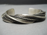 Museum Twisted Sterling Silver Navajo Native American Bracelet-Nativo Arts