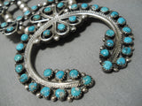 Museum Vintage Native American Navajo Turquoise Sterling Silver Squash Blossom Necklace Old-Nativo Arts