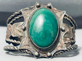 Early Heavy Vintage Native American Navajo Green Turquoise Sterling Silver Bracelet-Nativo Arts