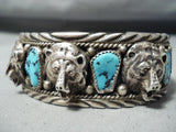 Signed Vintage Native American Navajo Turquoise Sterling Silver Native American Navajo Bracelet-Nativo Arts