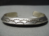 Thick Heavy Vintage Native American Navajo Sterling Silver Triangular Shank Bracelet Old Cuff-Nativo Arts