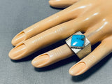 Men's Diamond Shaped Turquoise Vintage Native American Navajo Sterling Silver Ring-Nativo Arts