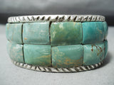 One Of The Best Native American Navajo Green Turquoise Inlay Sterling Silver Bracelet-Nativo Arts