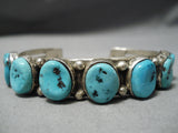 Thick And Heavy!! Vintage Native American Navajo Turquoise Sterling Silver Bracelet Old-Nativo Arts