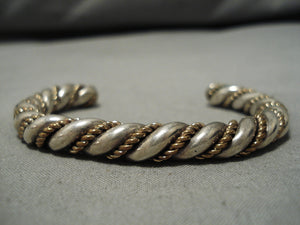 Vintage Native American Silver Thin, Twisted Rope Stackable on sale Bracelet For Women