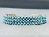 Steve Haloo Triple Row Turquoise Eye Vintage Native American Zuni Sterling Silver Bracelet-Nativo Arts