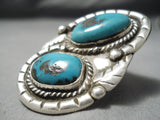 Colossal Vintage Native American Navajo Bisbee Turquoise Sterling Silver Ring Old-Nativo Arts