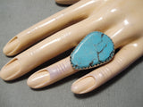Important San Felipe Turquoise Sterling Silver Pubelo Ring-Nativo Arts
