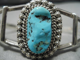 Magnificent Vintage Native American Navajo Sleeping Beauty Turquoise Sterling Silver Bracelet-Nativo Arts