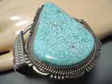 Spectacular Native American Navajo Signed Tight Spiderweb Turquoise Sterling Silver Bracelet-Nativo Arts