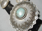 Heavy Don Dorthy Vintage Native American Navajo Green Turquoise Sterling Silver Concho Belt-Nativo Arts