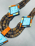 Native American One Of The Most Unique Santo Domingo Turquoise Inlay Necklace-Nativo Arts