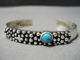 Native American Important Santo Domingo Vintage Sterling Silver Turquoise Bracelet-Nativo Arts