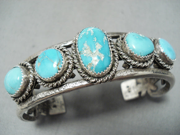 One Of The Most Unique Native American Navajo Turquoise Sterling Silver Bracelet-Nativo Arts