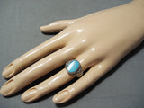 Special Vintage Native American Navajo Blue Gem Turquoise Sterling Silver Ring-Nativo Arts