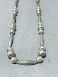 Awesome Vintage Native American Navajo Sterling Silver Handcarved Beads Necklace-Nativo Arts