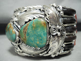 Very Rare Huge Bear Native American Navajo Royston Turquoise Sterling Silver Bracelet-Nativo Arts