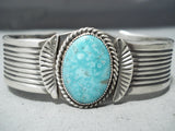 Spectacular Vintage Native American Navajo Old Kingman Turquoise Sterling Silver Bracelet-Nativo Arts