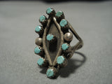 Incredible Vintage Zuni Native American Turquoise Sterling Silver Ring Old-Nativo Arts