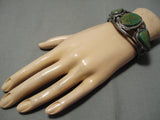 Museum Vintage Native American Navajo Green Turquoise Sterling Silver Bracelet Old-Nativo Arts