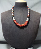 Singer Chunky Coral Native American Navajo Sterling Silver Necklace-Nativo Arts
