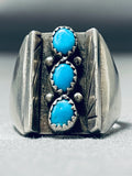 Exceptional Vintage Native American Navajo Sleeping Beauty Turquoise Sterling Silver Ring-Nativo Arts