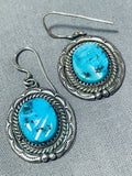 Beautiful Vintage Native American Navajo Morenci Turquoise Sterling Silver Earrings-Nativo Arts