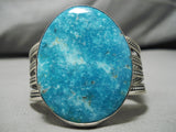 Important Vintage Native American Navajo Old Carico Lake Turquoise Sterling Silver Bracelet Old-Nativo Arts