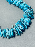 Fabulous Vintage Native American Navajo Large Kingman Turquoise Sterling Silver Necklace-Nativo Arts