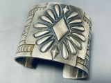 Concho Shield 137 Grams Vintage Native American Navajo Sterling Silver Bracelet Cuff-Nativo Arts