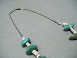 Traditional Vintage Native American Navajo Chunky Royston Turquoise Sterling Silver Necklace-Nativo Arts