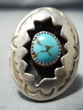 Amazing Vintage Native American Navajo Pillow Sterling Silver Turquoise Ring-Nativo Arts