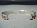 Dramatic Zuni Coral Sterling Silver Bracelet Native American-Nativo Arts