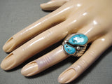 Striking Vintage Native American Navajo Sleeping Beauty Turquoise Sterling Silver Ring-Nativo Arts