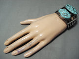Towering Monumental Vintage Native American Navajo #8 Turquoise Sterling Silver Bracelet Old-Nativo Arts